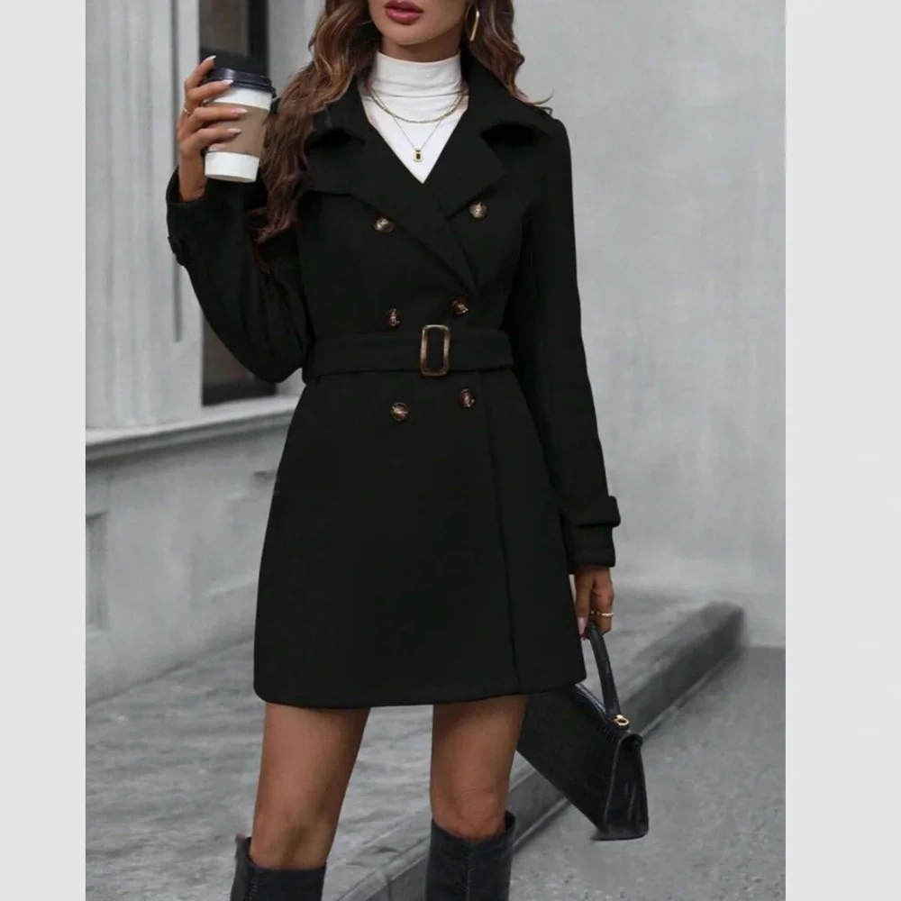 Luxe blue cozy double breasted coat